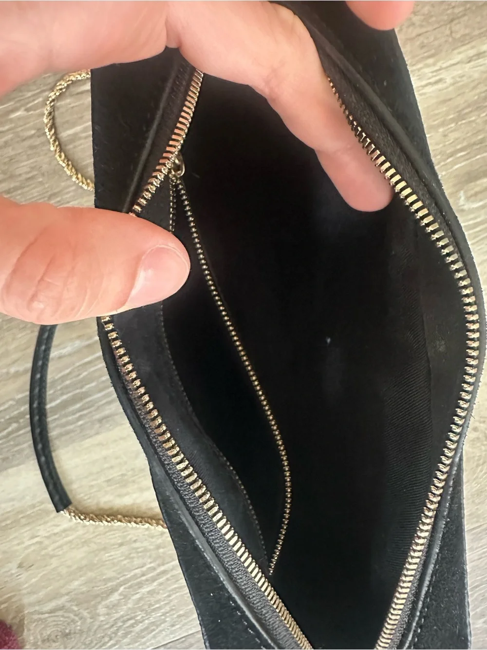 Sezane black leather suede crossbody bag